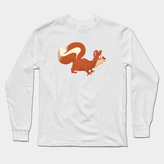 Cute Cartoon Squirrel Long Sleeve T-Shirt by nickemporium1